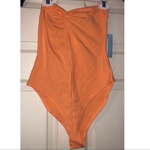Orange Strapless Bodysuit